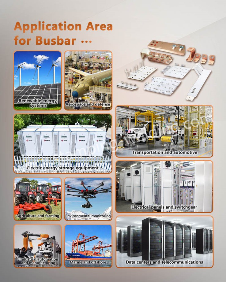 Application Area for Grounding Red Copper Busbar Application Area for Grounding Red Copper Busbar